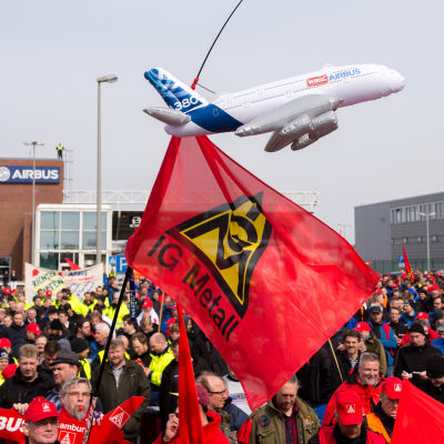 Strejk vid Airbus anläggning i Hamburg.