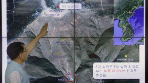 En sydkoreansk seismolog visade var det inträffat skalv vid den nordkoreanska provsprängningsanläggningen Punngye-ri den 3 september 2017. Em sydkoreansk seismolog visade var det inträffat skalv vid den nordkoreanska provsprängningsanläggningen Punngye-ri den 3 september 2017.