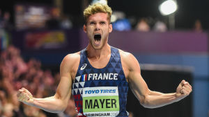 Kévin Mayer slog världsrekordet i fjol, men gör det knappast på nytt – eller? Kevin Mayer, fransk tiokampare