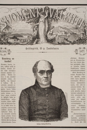 Text om Runebergs död i Suomen Kuvalehti 1877.
