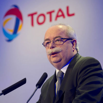 Totals vd Christophe de Margerie presenterar oljebolaget resultat i Paris i februari 2012.