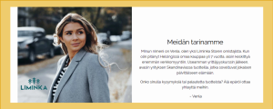 Käänteinen kuvahaku paljasti, että kuvassa ei ole "omistaja Venla". Kuva on tammikuulta 2021, jolloin Liminka Store vielä toimi. Kuvakaappaus verkkokaupasta liminka-suomi.fi. Kaupan väitetty perustaja esittelee itsensä kuvalla ja tekstillä.