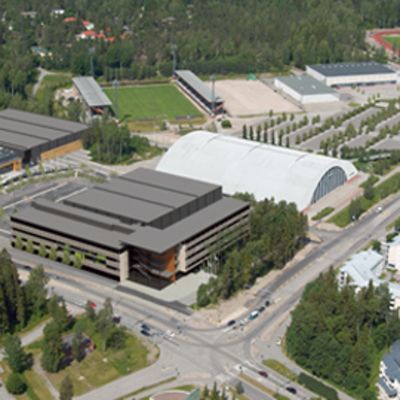 Havainnekuva Myyrmäen urheilupuistosta laajennuksen jälkeen.