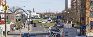 Köerna vid gränsen mellan Frankfurt an der Oder (där bilden är tagen) till Polen är kilometerlånga. Långa bilköer i Frankfurt an der Oder som går hela vägen till gränsstationen Slubice-Frankfurt.