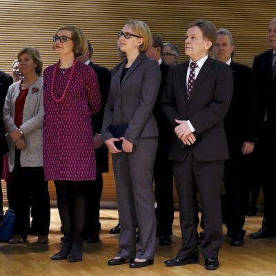 Talmännen vid riksdagens julkaffe den 18 december 2015.