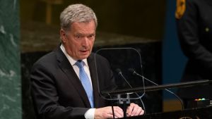 President Sauli Niinistö talade inför FN:s generalförsamling i New York den 24 september. President Sauli Niinistö håller sitt tal vid FN:s generalförsamling i New York.