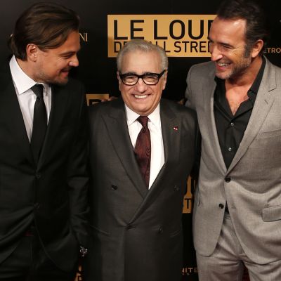 Leonardo DiCaprio, Martin Scorsese och Jean Dujardin på premiären av The Wolf of Wall Street i Paris.