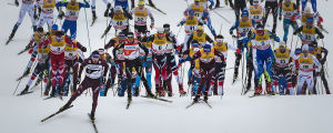 Fullt ös på sista etappen i Val di Fiemme i Tour de Ski. Masstart i Tour de Ski 2018.