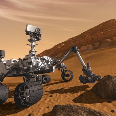 En skiss av Curiosity på Mars