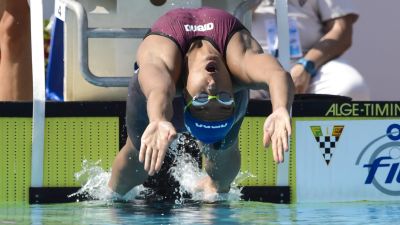 Mimosa Jallow tillhör Finlands stafettlag på 4 x 100 meter medley.