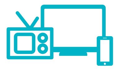 Symboli-kuva, jossa radio, televisio ja kännykkä.