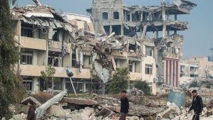 Universitetet i Mosul ligger i ruiner efter striderna i östra Mosul. 21.1.2017 Universitetet i Mosul ligger i ruiner efter striderna i östra Mosul. 21.1.2017