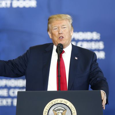 USA:s president Donald Trump i New Hampshire den 19 mars 2018.