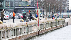 Märaholmskajen i Gräsviken är ett populärt ställe att stå på. Populärt är också att fiska uppifrån Drumsö bro. Män fiskar strömming från kajen i Gräsviken