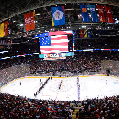Arenan i Toronto inför matchen mellan Team North America och Ryssland.