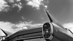 Cadillac Coupe de Ville auton "siivet" The typical tailfin of a 1960 Cadillac Coupe de Ville as the car is shown at the 'US Car Show' in Pforzen, Germany, 01 June 2014. Classic car owners were able to present their cars to the public during this meeting for vintage car enthusiasts.