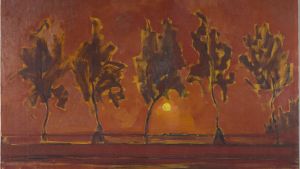 Piet Mondrian: Bäume am Gmein: aufgehender Mond (1907) Bäume am Gein: aufgehender Mond, 1917