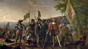 Kolumbus anländer till Amerika 1492. Kristoffer Kolumbus upptäcker Amerika 1492.