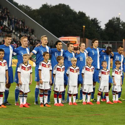Finlands U21-lag i matchen mot Tyskland den 9 oktober 2015.