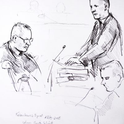 Peter Madsen under rättegången i Köpenhamn.