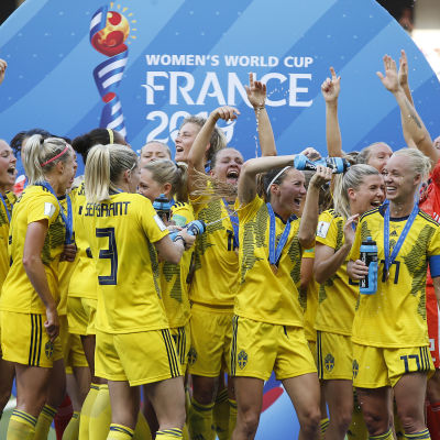 Svenska spelare firar bronset