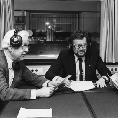 Harry Krogerus, Björn Federley och Göran Bergman i Naturväktarstudion 1982