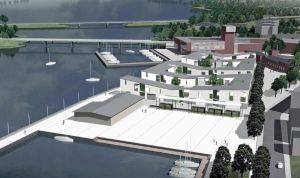 Så här kunde det se ut om Norra hamnen bebyggs enligt "plan noll", det vill säga den gällande planen. Norra hamnen i Ekenäs så som den enligt planen från 2008 kan se ut i framtiden.