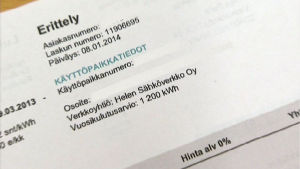 Vanhasta sähkölaskusta löytyy kilpailutuksessa tarvittavia tietoja. Sähkölaskusta löytyy mm. kulutusarvio