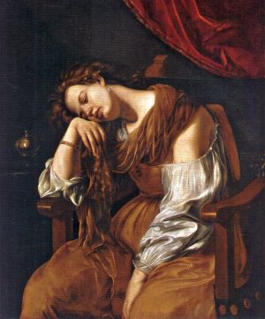 Maria melankolisena. Artemisia Gentileschin maalaus vuodelta 1621-1622.