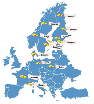 Hit reser Svenskfinland på klassresa. karta över vart finlandssvenska rest på klassresor