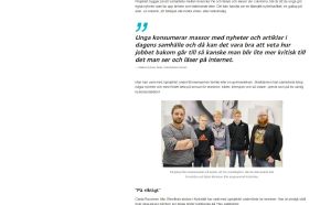 En skärmdump av en dynamisk webbnyhet med upplyft citat, bild, mellanrubrik etc.
