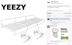 Ikea vastasi Kanye Westin pyyntöön saada suunnitella yhtiölle huonekaluja. // Kuva: IKEA Australian Facebook/Kuvankaappaus