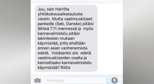 Riitta Tiuraniemis meddelande till Anne Berner utan svärtning