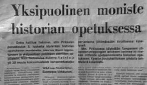 Ote sanomalehtijutusta (1975).