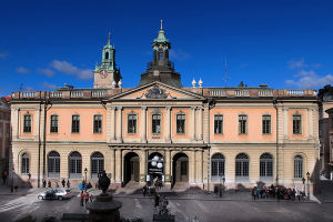 Börshuset i Stockholm står i centrum när Nobelpriset i litteratur kungörs torsdagen den 5 oktober kl. 14. Börshuset i Stockholm där Svenska Akademien håller till.