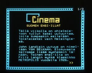 Elokuvatietoja Tekstitelevisiossa vuonna 1985.