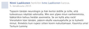 Ninni ja Ismo Laakkonen FB päivitys