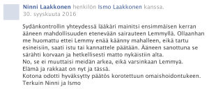 Ninni ja Ismo Laakkonen FB päivitys