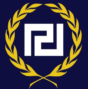 kultainen aamunkoitto, kreikka, äärioikeisto puolue, sinipohjainen logo