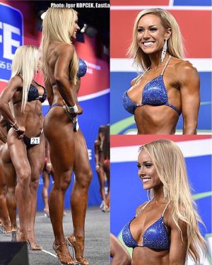 Du måste vara beredd att sätta träningen först ifall du vill bli bra på bikinifitness. Kollage med bilder på Sara Back från en tävling.