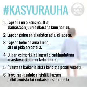 Vaakakapina julistaa kasvurauhan: Lapsen paino on aikuisten asia.