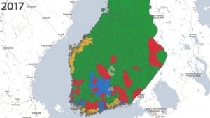 Resultatet i kommunalvalet i södra Finland 2017