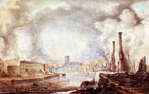 Maalaus, jossa Turku on palanut pahasti vuonna 1827.