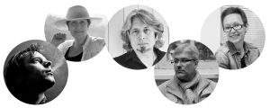 Venäläisiä kirjailijoita: Roman Senchin, Dina Rubina, Vladimir Sorokin,Jevgeni Vodolazkin ja Guzel Jahina
