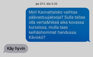 Tekstiviesti Urheilu-Suomen tiimin työskentelyssä