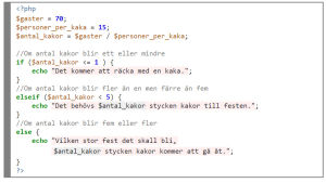 Vilket alternativ som väljs beror alltså på vilket värde variabeln får En algoritm skriven i programmeringsspråket PHP.