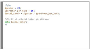 Algoritmen skriven i programkod, i programmeringsspråket PHP. Algoritmen skriven i programkod, i programmeringsspråket PHP.