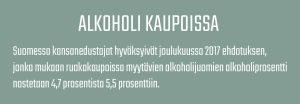 Tietolaatikko alkoholin myynnistä kaupoissa Suomessa.