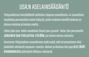 Tietolaatikko aselainsäädännöstä Yhdysvalloissa.