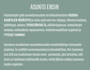 Tietolaatikko asunnottomuudesta Suomessa ja Yhdysvalloissa.